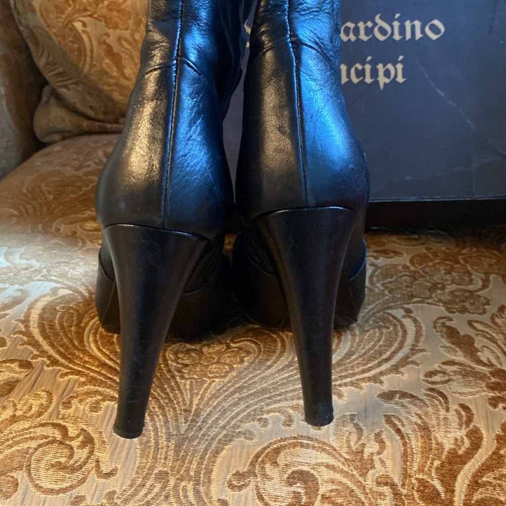 Over The Knee Leather Boots High Heels Giardino Principi Italian Size 8 - Picture 6 of 8